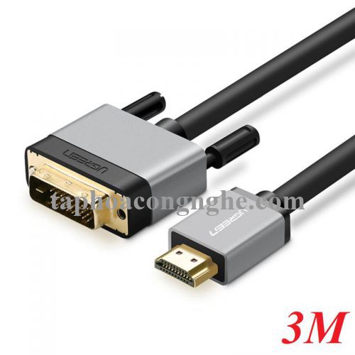 Ugreen 20888 3M màu Đen Cáp chuyển đổi HDMI sang DVI 24 + 1 thuần đồng cao cấp HD128 30020888